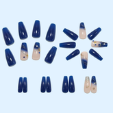 Long Ballerina Nails, Gradient Design with Rhinestones, Wearable Press On Nail Tips