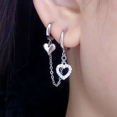 Double Piercing Connected Earrings, Cartilage Integrated Ear Cuff Hoop Dangle Earrings, Hypoallergenic Minimalist Cool Tone Jewelry