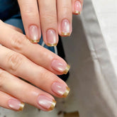 Gold French Cat Eye Nails, Ins Trendy Style, Removable Long Lasting Press On Nails
