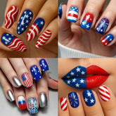 Independence Day Press On Nails, Classic Fashion Nails with Flag Stripes & Star Design