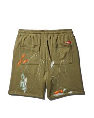 PAINT SPLAT KNIT SHORTS (GREEN)